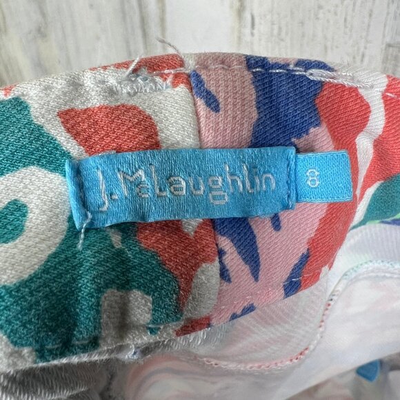 J. McLaughlin Pants Women 8 Zip Multicolor Floral Straight Pocket Jersey Stretch - Picture 8 of 15